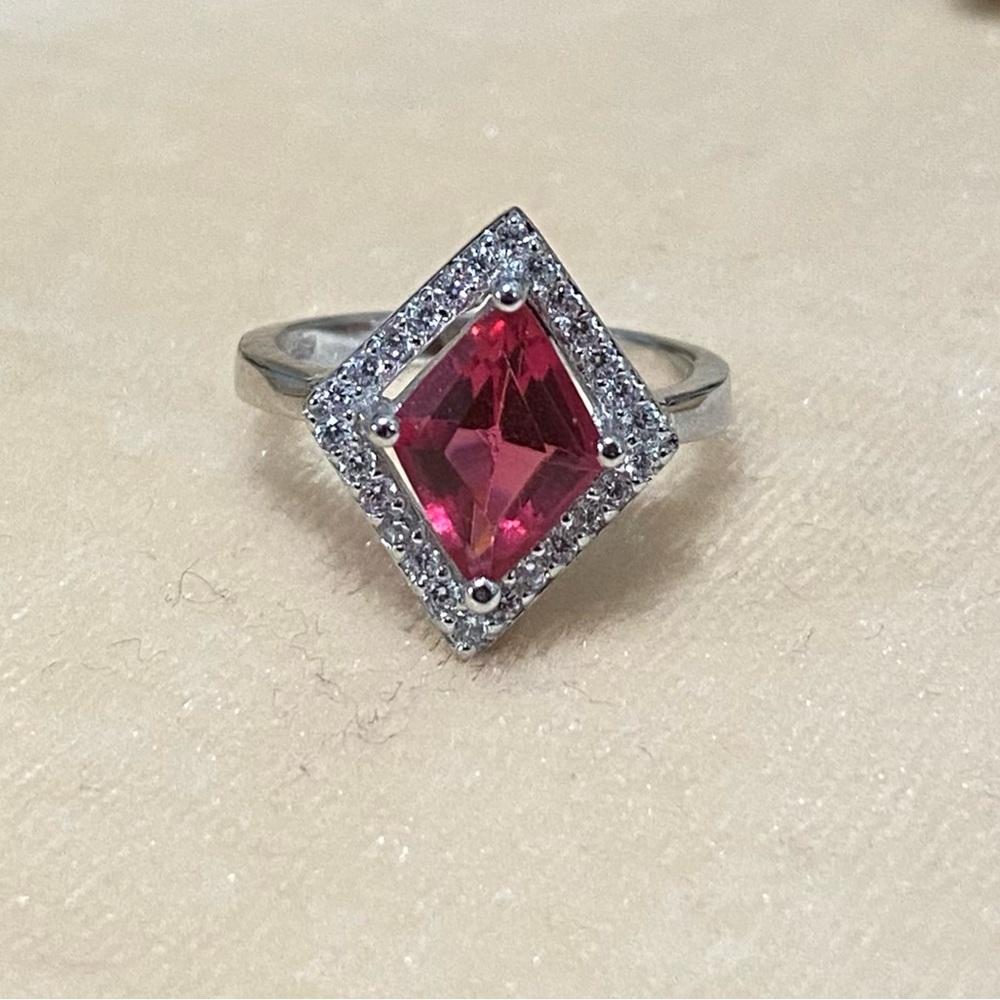 2ct Ruby & Topaz 925 With Diamond Accent Solid St… - image 2